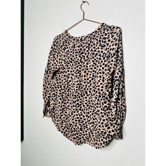 INGRID & ISABEL Brown Leopard Long Sleeve Three Button Placket Maternity Top XS - Picture 5 of 10